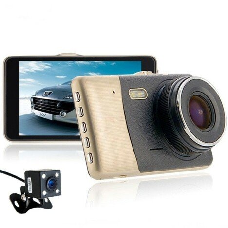 Camera auto Dubla DVR iUni Dash 401, Full HD, 4 Inch, 170 grade + Card 16GB Cadou
